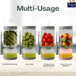Pot à cornichon 1300 ml retournable avec pique inclus