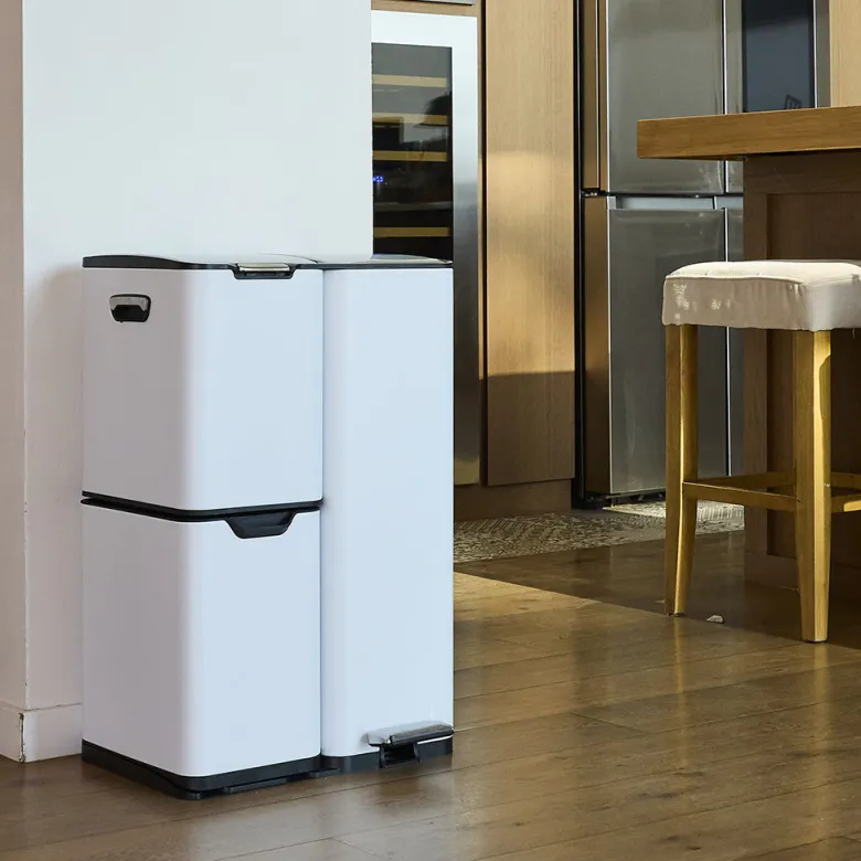 Poubelle de tri inox haja 60l 3bacs