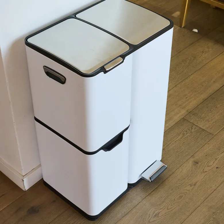 Poubelle de tri inox haja 60l 3bacs