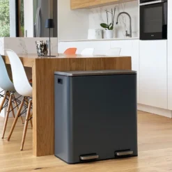 Poubelle de tri inox major 60l 2bacs