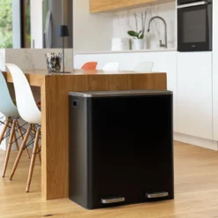Poubelle de tri inox major 60l 2bacs