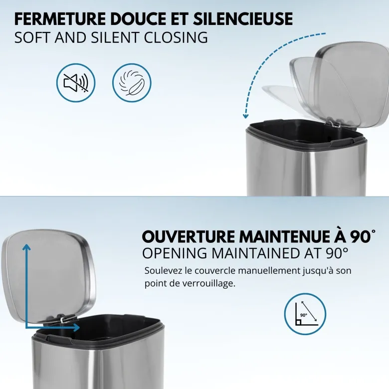 Poubelle à pédale inox admiral 50l
