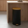 Poubelle à pédale inox bois forest 30l