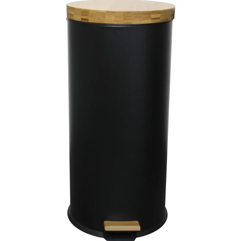 Poubelle à pédale inox bois forest 30l