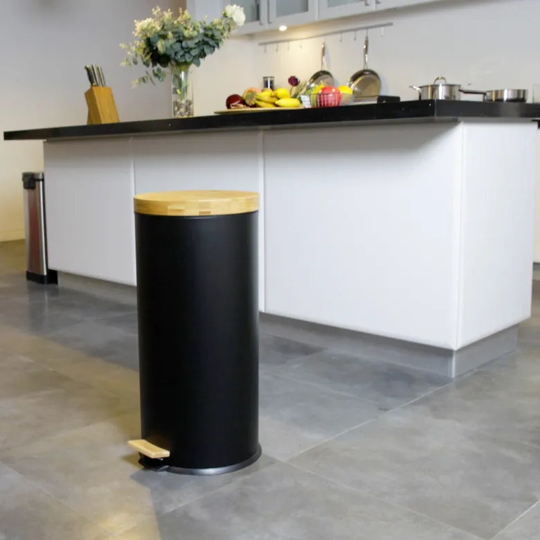Poubelle à pédale inox bois forest 30l