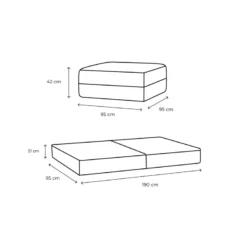 Pouf modulable - tissu extérieur à rayures Vert foncé et Blanc