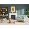 Pouf repose-pieds déhoussable en tissu vert lagon et bois clair oslo