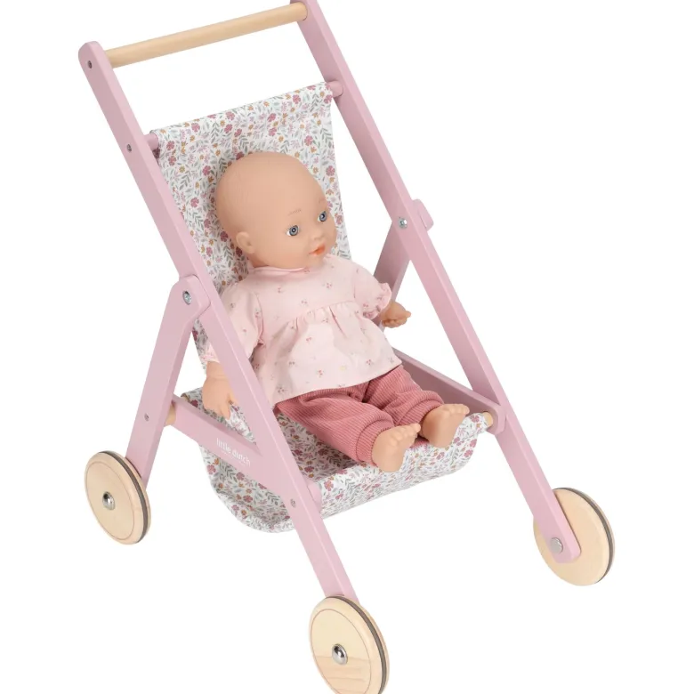 Poussette pour poupée en bois