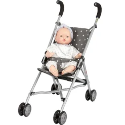Poussette pour poupée stars gris