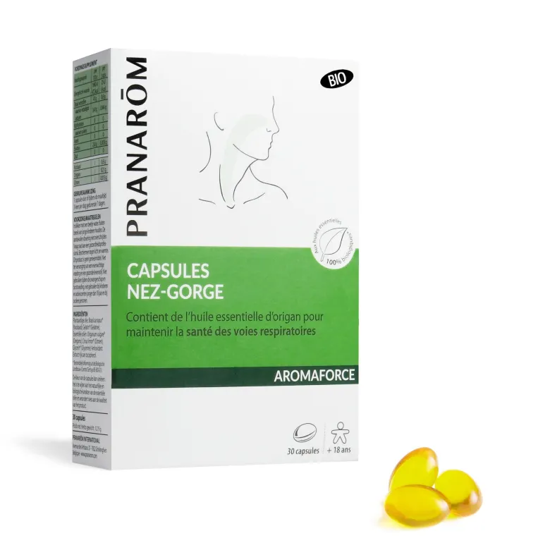 Pranarom - capsules nez-gorge aux huiles essentielles - bio