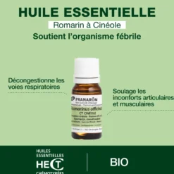 Pranarom - huile essentielle de romarin à cinéole - bio