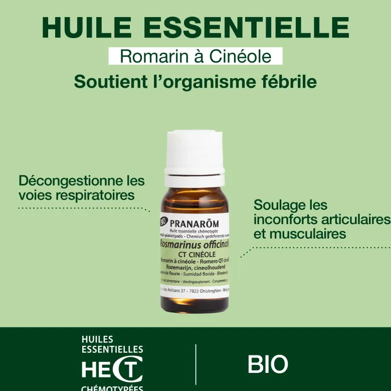 Pranarom - huile essentielle de romarin à cinéole - bio