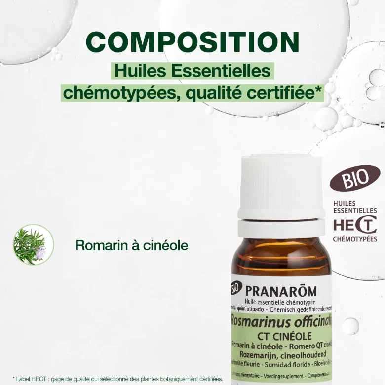Pranarom - huile essentielle de romarin à cinéole - bio