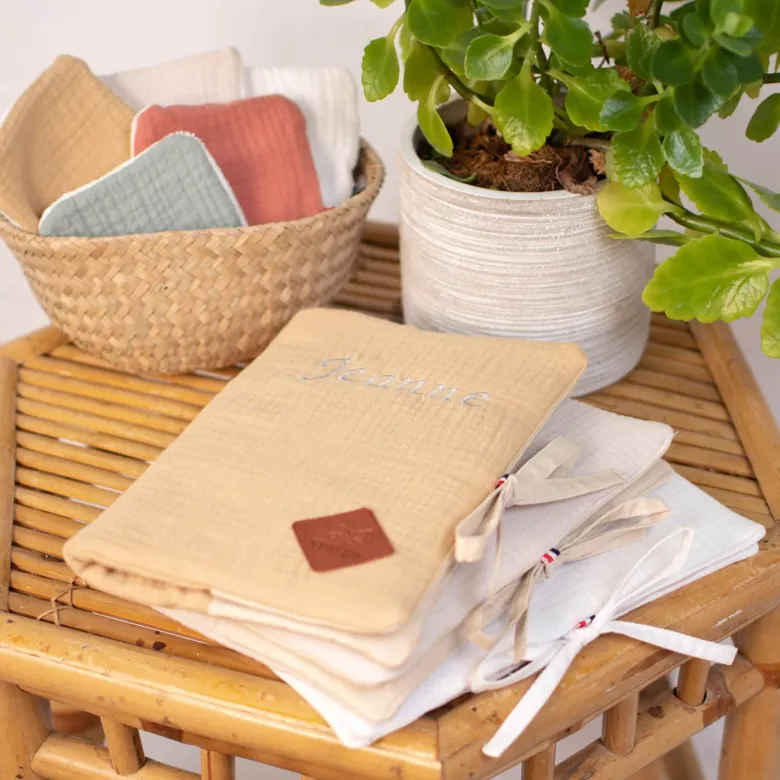 Protège carnet santé gaze coton jeanne