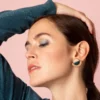 Puces d'oreilles aztèque bleu pétrole