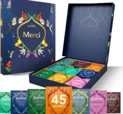 Pukka coffret - cadeau remerciement, coffret thé 100% bio 45 sachets, merci