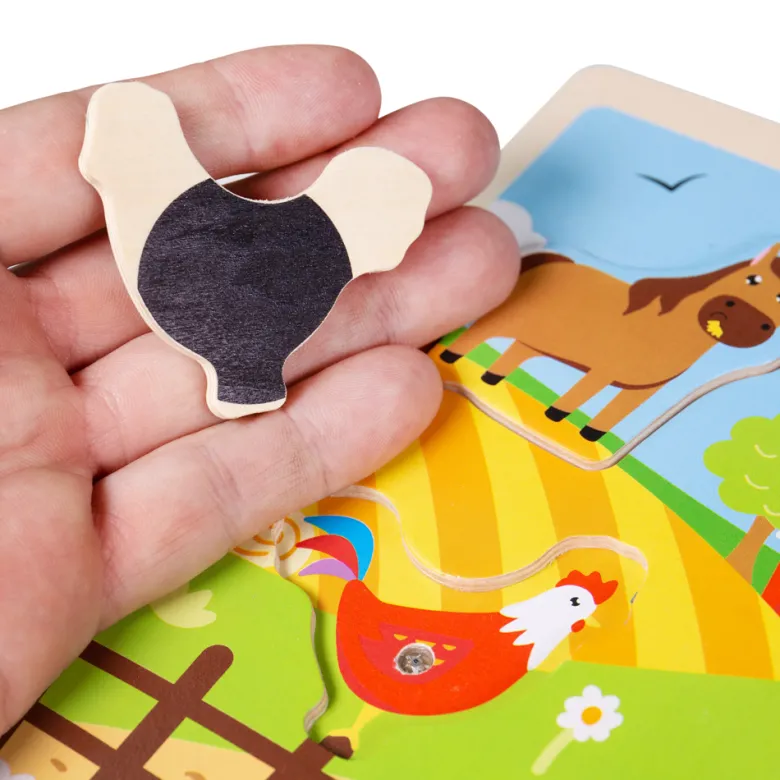 Puzzle de sons de ferme en bois