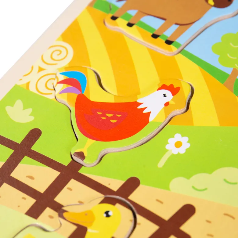 Puzzle de sons de ferme en bois