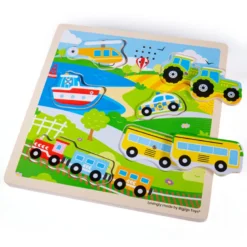 Puzzle sonore de transport en bois
