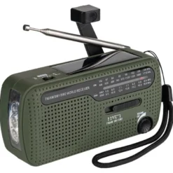 Radio & lampe torche solaire à manivelle dynamo de survie fosco