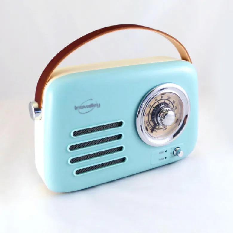 Radio vintage portative bluetooth bleue