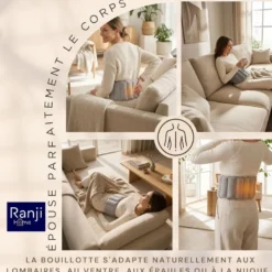 Ranji bouillotte ceinture micro-ondes graines de lin ajustable 102 x 17 cm gris