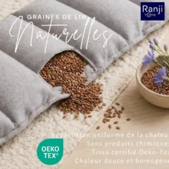 Ranji bouillotte ceinture micro-ondes graines de lin ajustable 102 x 17 cm gris