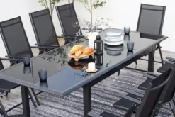 Ravenne table de jardin et 6 chaises en aluminium gris