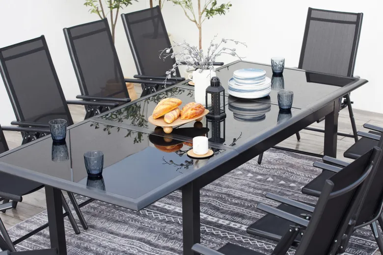 Ravenne table de jardin et 6 chaises en aluminium gris