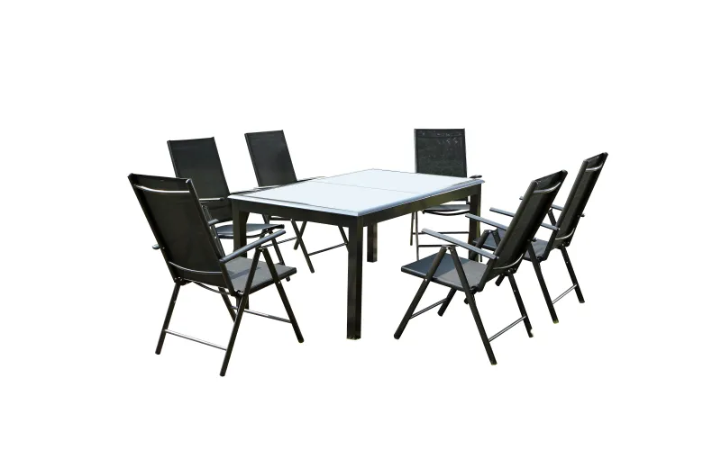 Ravenne table de jardin et 6 chaises en aluminium gris