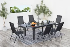 Ravenne table de jardin et 6 chaises en aluminium gris