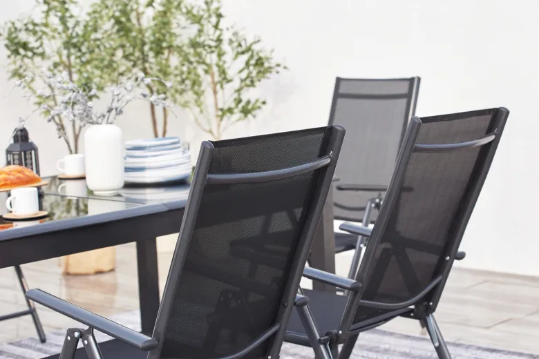 Ravenne table de jardin et 6 chaises en aluminium gris
