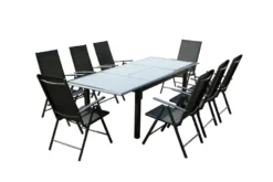 Ravenne table de jardin et 8 chaises en aluminium gris