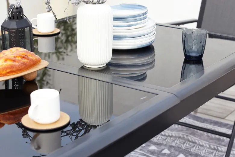 Ravenne table de jardin et 12 chaises en aluminium gris