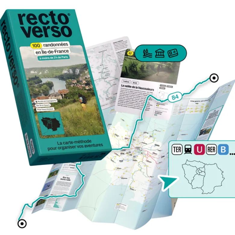 Recto Verso carte-méthode 100 randonnées en Île-de-France à moins de 2h de Paris