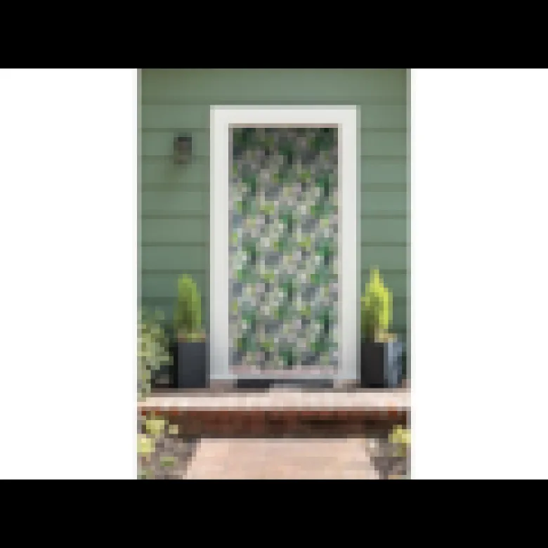 Rideau de porte moustiquaire en toile feuilles tropicales 140 x 225 cm - morel