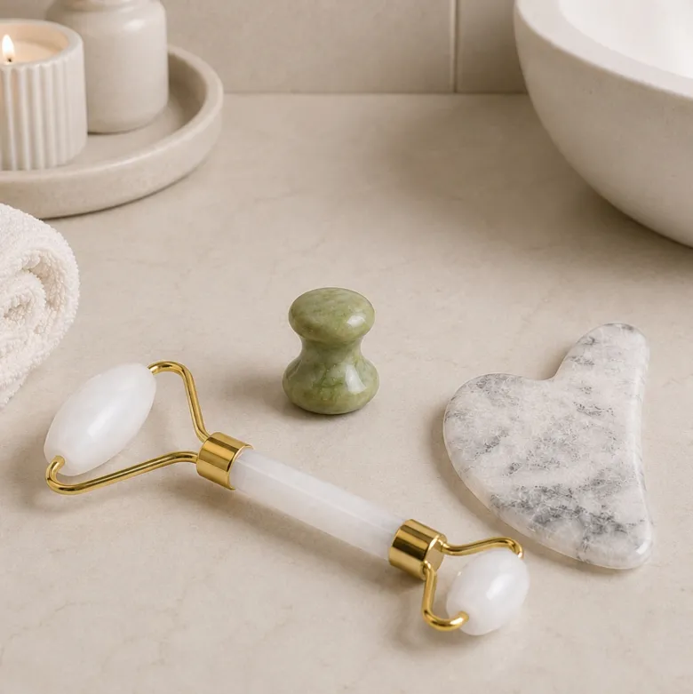 Rituel éclat du visage : 3 accessoires et 3 pierres naturelles pour sculpter