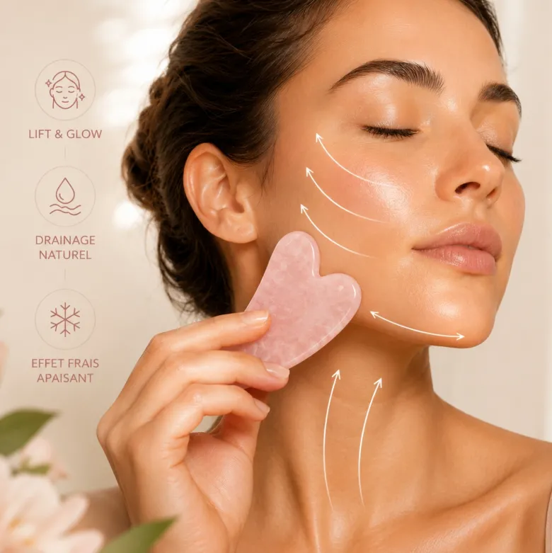 Rituel visage douceur du quartz en pierre véritable pour redessiner les traits