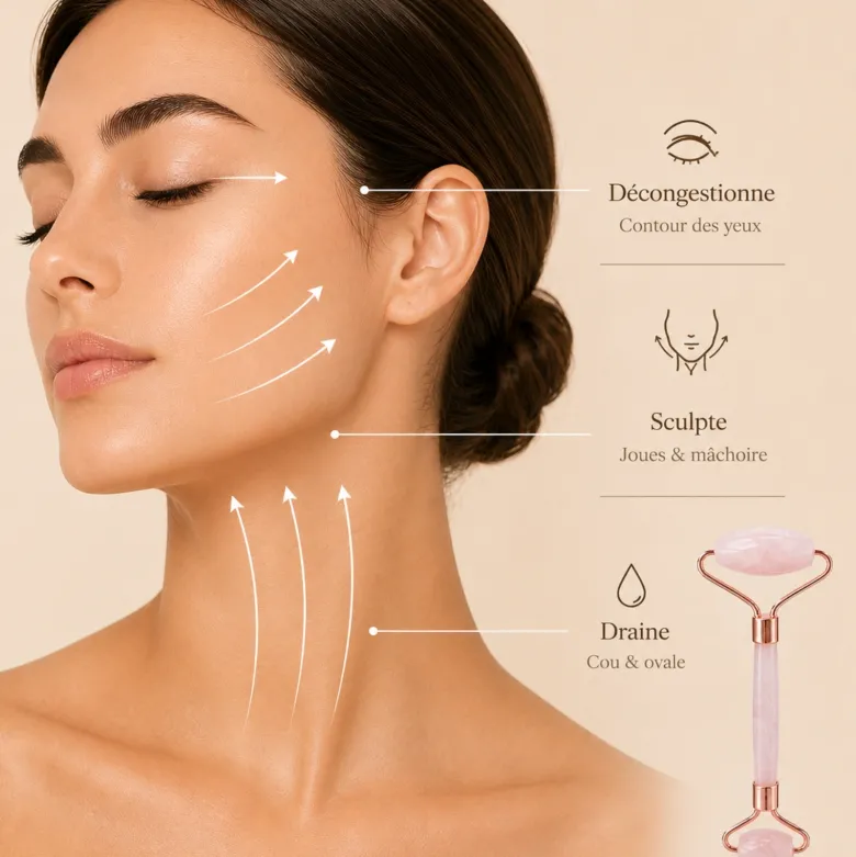 Rituel visage duo quartz rose en pierre véritable pour booster le regard