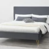 Riverside lit 140 x 190 cm en velours et laiton gris