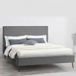 Riverside lit 140 x 190 cm en velours gris et noir