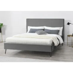Riverside lit 140 x 190 cm en velours gris et noir