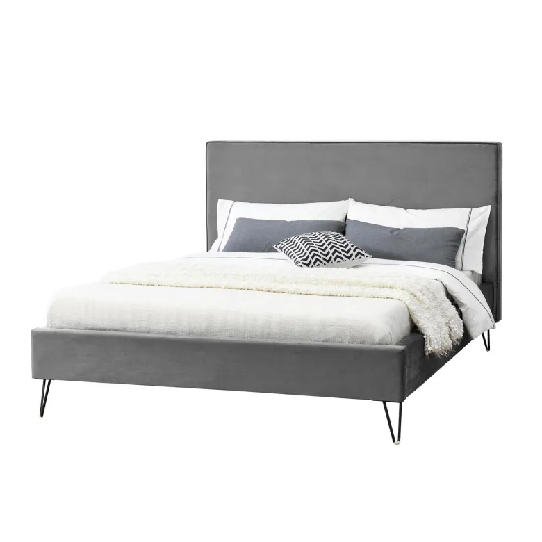 Riverside lit 140 x 190 cm en velours gris et noir