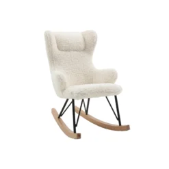 Rocking chair enfant en tissu effet peau de mouton blanc shaun