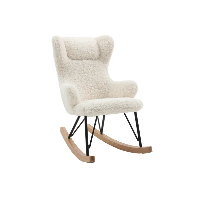 Rocking chair enfant en tissu effet peau de mouton blanc shaun