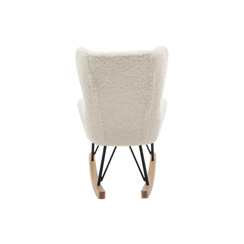 Rocking chair enfant en tissu effet peau de mouton blanc shaun