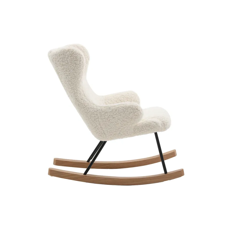 Rocking chair enfant en tissu effet peau de mouton blanc shaun