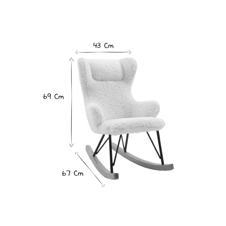 Rocking chair enfant en tissu effet peau de mouton blanc shaun