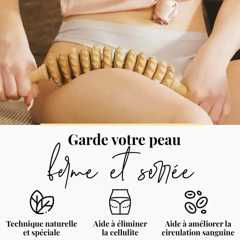 Rouleau massage cellulite masseur bois