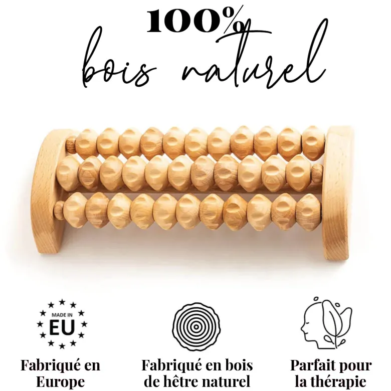 Rouleau massage pour pied masseur bois